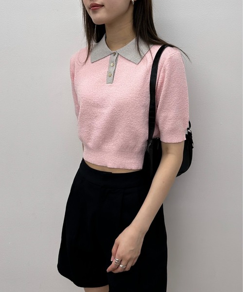 EPIMI E'PIMMY（エピミエピミー）の「配色カラーポロニット（ポロシャツ・レディース・ネイビー/ピンクベージュ/オフホワイト・MEDIUM）」の13枚目の写真