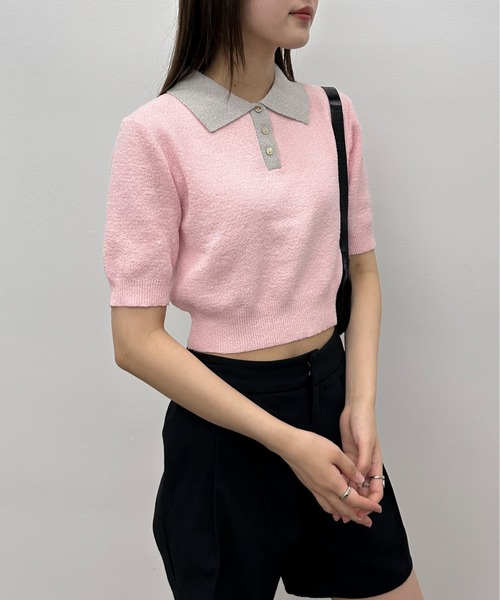 EPIMI E'PIMMY（エピミエピミー）の「配色カラーポロニット（ポロシャツ・レディース・ネイビー/ピンクベージュ/オフホワイト・MEDIUM）」の18枚目の写真