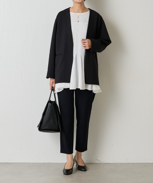 ビアズリーノーカラージャケット黒