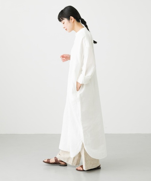 かぐれ(カグレ)の「コットンリネンシャツワンピース(ワンピース・レディース・オフホワイト/ネイビー・FREE)」の16枚目の写真