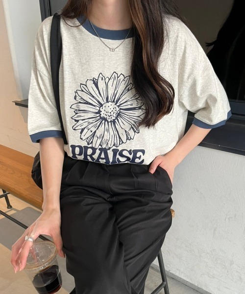 nemne store（ネンネストア）の「アソートリンガーピグメントTシャツ（Tシャツ/カットソー・レディース・マスタード/オートミール/スミクロ/ネイビー/ブルー/クリーム・SMALL/MEDIUM）」の4枚目の写真