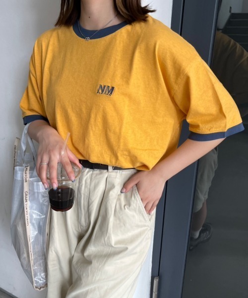nemne store（ネンネストア）の「アソートリンガーピグメントTシャツ（Tシャツ/カットソー・レディース・マスタード/オートミール/スミクロ/ネイビー/ブルー/クリーム・SMALL/MEDIUM）」の6枚目の写真