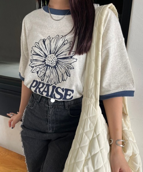 nemne store（ネンネストア）の「アソートリンガーピグメントTシャツ（Tシャツ/カットソー・レディース・マスタード/オートミール/スミクロ/ネイビー/ブルー/クリーム・SMALL/MEDIUM）」の14枚目の写真