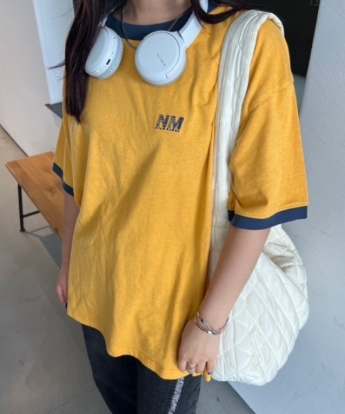 nemne store（ネンネストア）の「アソートリンガーピグメントTシャツ（Tシャツ/カットソー・レディース・マスタード/オートミール/スミクロ/ネイビー/ブルー/クリーム・SMALL/MEDIUM）」の17枚目の写真