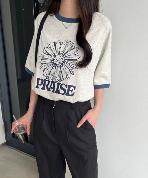 nemne store（ネンネストア）の「アソートリンガーピグメントTシャツ（Tシャツ/カットソー・レディース・マスタード/オートミール/スミクロ/ネイビー/ブルー/クリーム・SMALL/MEDIUM）」の8枚目の写真