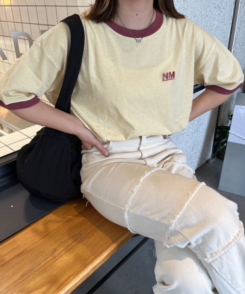 nemne store（ネンネストア）の「アソートリンガーピグメントTシャツ（Tシャツ/カットソー・レディース・マスタード/オートミール/スミクロ/ネイビー/ブルー/クリーム・SMALL/MEDIUM）」の19枚目の写真