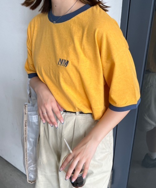 nemne store（ネンネストア）の「アソートリンガーピグメントTシャツ（Tシャツ/カットソー・レディース・マスタード/オートミール/スミクロ/ネイビー/ブルー/クリーム・SMALL/MEDIUM）」の11枚目の写真