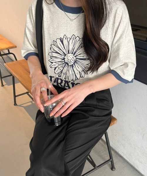 nemne store（ネンネストア）の「アソートリンガーピグメントTシャツ（Tシャツ/カットソー・レディース・マスタード/オートミール/スミクロ/ネイビー/ブルー/クリーム・SMALL/MEDIUM）」の20枚目の写真