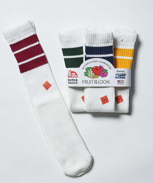 JACKSON MATISSE(ジャクソンマティス)の「【JACKSON MATISSE/ジャクソンマティス】FRUIT OF THE LOOM × JM Logo 4P TUBE SOCKS 4足組 ソックス 靴下(ソックス/靴下・メンズ・ホワイト・FREE)」の1枚目の写真