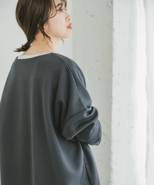 ITEMS URBANRESEARCH（アイテムズ アーバンリサーチ）の「ライトダンボールノーカラーコート（ノーカラーコート・レディース・チャコールグレー/ライトベージュ・FREE）」の5枚目の写真