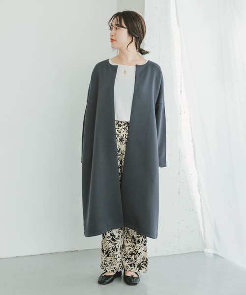 ITEMS URBANRESEARCH（アイテムズ アーバンリサーチ）の「ライトダンボールノーカラーコート（ノーカラーコート・レディース・チャコールグレー/ライトベージュ・FREE）」の9枚目の写真