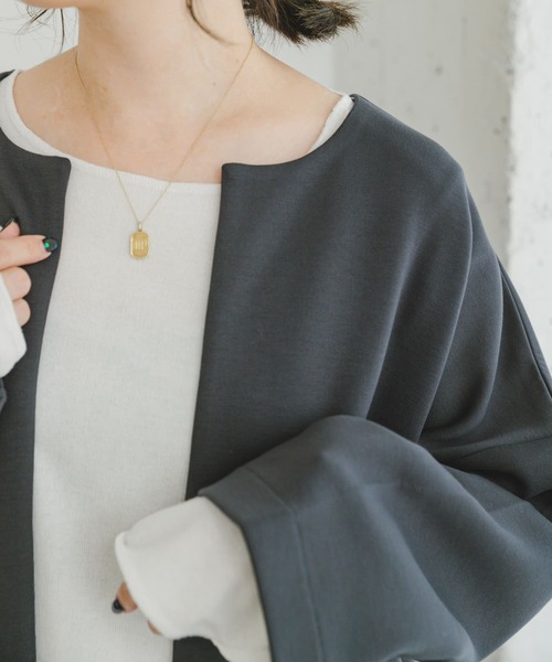 ITEMS URBANRESEARCH（アイテムズ アーバンリサーチ）の「ライトダンボールノーカラーコート（ノーカラーコート・レディース・チャコールグレー/ライトベージュ・FREE）」の12枚目の写真