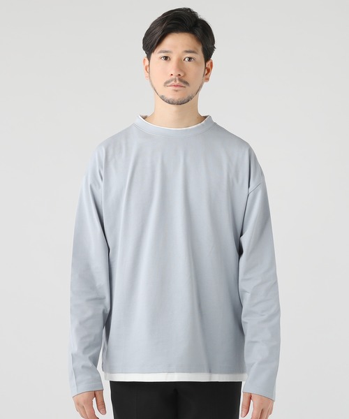 LIL VENDARS（リルヴェンダース）の「ルーズベーシック フェイクレイヤード長袖Tシャツ（Tシャツ/カットソー・メンズ・ホワイト/グレー/チャコール/サックスブルー/ベージュ/ブルー/ブラック/ワイン/ブラウン・M/S/L/XL）」の21枚目の写真
