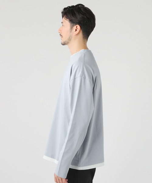 LIL VENDARS（リルヴェンダース）の「ルーズベーシック フェイクレイヤード長袖Tシャツ（Tシャツ/カットソー・メンズ・ホワイト/グレー/チャコール/サックスブルー/ベージュ/ブルー/ブラック/ワイン/ブラウン・M/S/L/XL）」の22枚目の写真