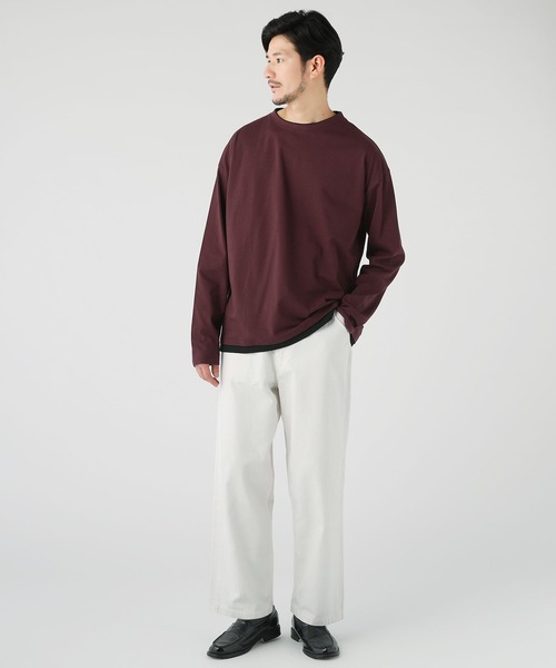 LIL VENDARS（リルヴェンダース）の「ルーズベーシック フェイクレイヤード長袖Tシャツ（Tシャツ/カットソー・メンズ・ホワイト/グレー/チャコール/サックスブルー/ベージュ/ブルー/ブラック/ワイン/ブラウン・M/S/L/XL）」の14枚目の写真