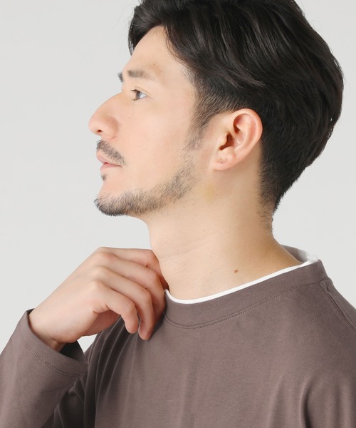 LIL VENDARS（リルヴェンダース）の「ルーズベーシック フェイクレイヤード長袖Tシャツ（Tシャツ/カットソー・メンズ・ホワイト/グレー/チャコール/サックスブルー/ベージュ/ブルー/ブラック/ワイン/ブラウン・M/S/L/XL）」の19枚目の写真