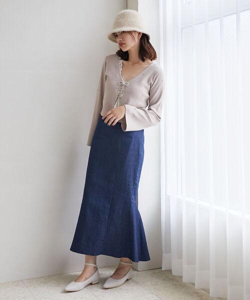 MAJESTIC LEGON(マジェスティックレゴン)の「リボンブローチセットビジューカーデ(カーディガン/ボレロ・レディース・ブラック/グレー/ピンク/ライトグリーン/アイボリー・MEDIUM)」の13枚目の写真