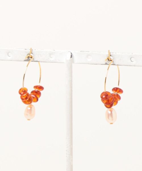 tone(トーン)の「【SPICY COLORS】天然石と淡水パールのミニフープピアス【16kgp】(ピアス(両耳用)・レディース・ターコイズブルー/ローズ系/その他7/その他6/その他4/その他5/その他2/その他1/その他3・FREE)」の12枚目の写真