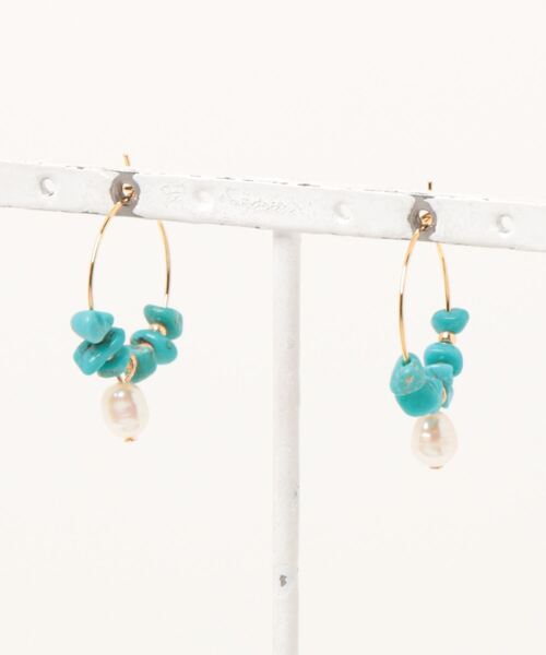 tone(トーン)の「【SPICY COLORS】天然石と淡水パールのミニフープピアス【16kgp】(ピアス(両耳用)・レディース・ターコイズブルー/ローズ系/その他7/その他6/その他4/その他5/その他2/その他1/その他3・FREE)」の14枚目の写真