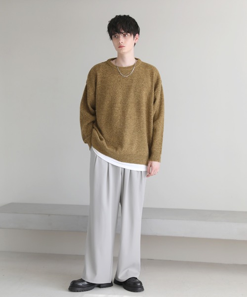 美品 マーク＆ロナ モヘア調 シャギーニット クルーネック 大きいサイズ 50 美品 マーク＆ロナ モヘア調 シャギーニット クルーネック 大きい