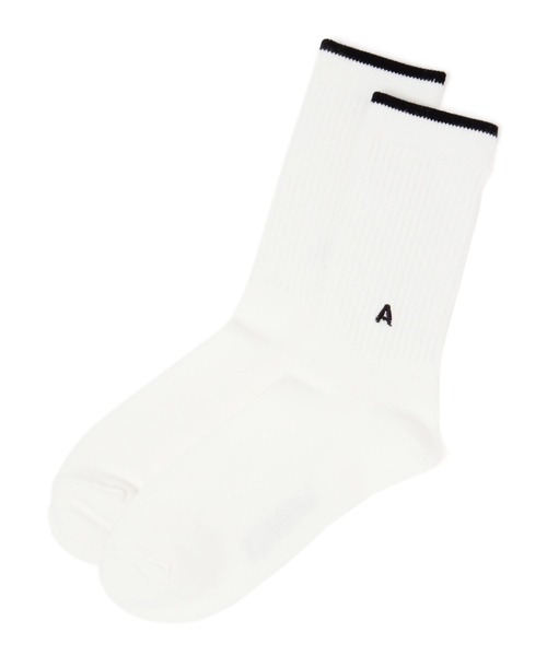 LAKOLE(ラコレ)の「イニシャル刺繍ソックス / 970303(ソックス/靴下・レディース・サンドグレー/ブラック/オフホワイト/ブルー・FREE)」の3枚目の写真