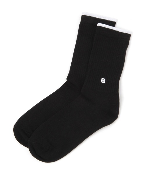 LAKOLE(ラコレ)の「イニシャル刺繍ソックス / 970303(ソックス/靴下・レディース・サンドグレー/ブラック/オフホワイト/ブルー・FREE)」の1枚目の写真