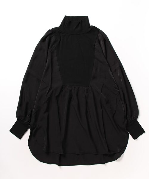STYLEBLOCK（スタイルブロック）の「リブ×ポプリンドッキングトップス（シャツ/ブラウス・レディース・ブラック/モカ・M）」の2枚目の写真