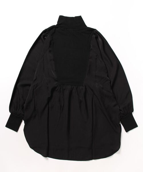 STYLEBLOCK（スタイルブロック）の「リブ×ポプリンドッキングトップス（シャツ/ブラウス・レディース・ブラック/モカ・M）」の7枚目の写真