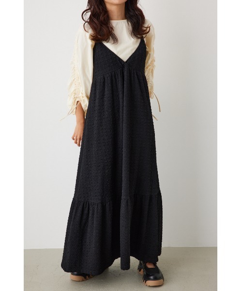 RODEO CROWNS WIDE BOWL(ロデオクラウンズワイドボウル)の「膨れジャガードキャミワンピース(ワンピース・レディース・ブラック/ライトイエロー/アイボリー・FREE)」の5枚目の写真