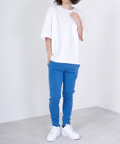 FUNALIVE（ファンアライブ）の「2line brushed lining skinny pants / 2ライン裏起毛スキニーパンツ unisex（その他パンツ・メンズ・ベージュ/杢グレー/ブラック×ベージュ/ブラック×ホワイト/オレンジ/ブラック×ブルー/ブラック系/サックスブルー・L/XL/M）」の15枚目の写真