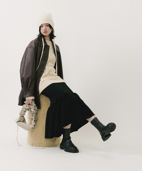 Firsthand（ファーストハンド）の「Firsthand/ファーストハンド リボンニットキャップ / ニット帽/リボンニットキャップ / ニット帽（ニットキャップ/ビーニー・レディース・オフホワイト/ベージュ/ブラック・ONE SIZE）」の15枚目の写真