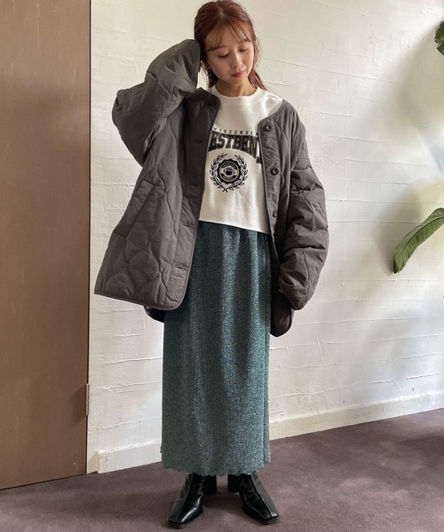 LOWRYS FARM(ローリーズファーム)の「アメフトカレッジショートLS 976829(スウェット・レディース・アイボリー/グレー/チャコールグレー/グリーン・FREE)」の12枚目の写真