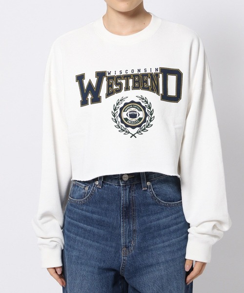 LOWRYS FARM(ローリーズファーム)の「アメフトカレッジショートLS 976829(スウェット・レディース・アイボリー/グレー/チャコールグレー/グリーン・FREE)」の21枚目の写真