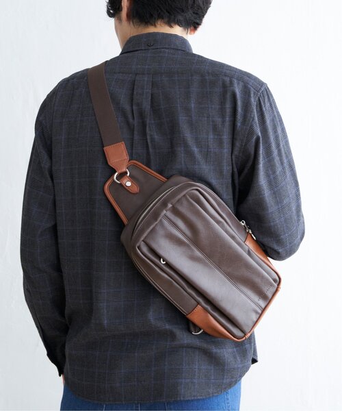 ikka（イッカ）の「GPレザータッチボディバッグ（ボディバッグ/ウエストポーチ・メンズ・ブラック/ダークブラウン/ネイビー・FREE）」の22枚目の写真
