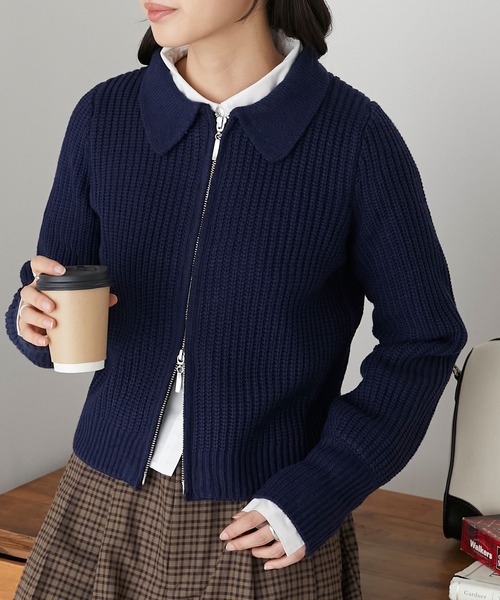 BONLECILL(ボンルシール)の「クロップドドライバーズニット(カーディガン/ボレロ・レディース・ネイビー/クリーム/ワイン/チャコールグレー・FREE)」の3枚目の写真