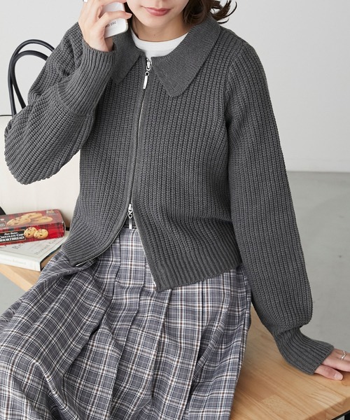 BONLECILL(ボンルシール)の「クロップドドライバーズニット(カーディガン/ボレロ・レディース・ネイビー/クリーム/ワイン/チャコールグレー・FREE)」の2枚目の写真