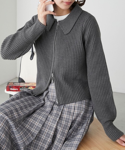 BONLECILL(ボンルシール)の「クロップドドライバーズニット(カーディガン/ボレロ・レディース・ネイビー/クリーム/ワイン/チャコールグレー・FREE)」の13枚目の写真