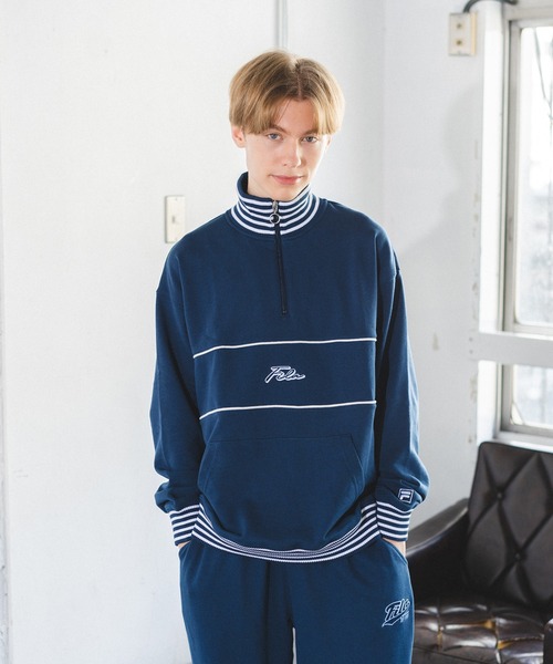 FILA(フィラ)の「【FILA】リブラインハーフ ZIP プルオーバー(スウェット・メンズ・ブラック/ブルー/カーキ・M/L/LL)」の3枚目の写真