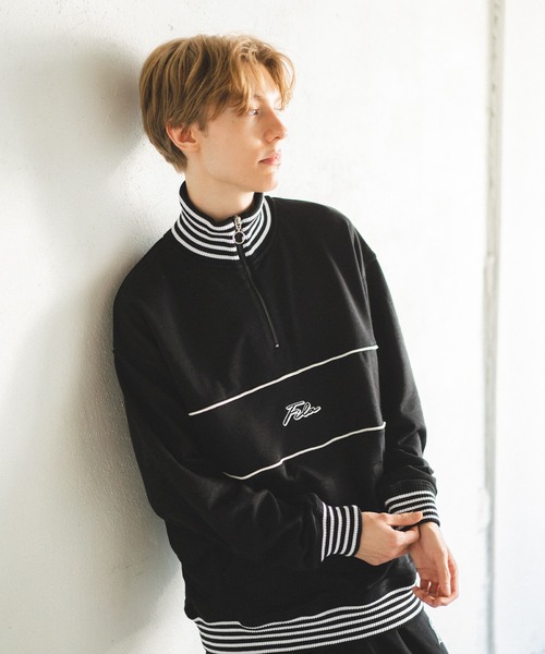 FILA(フィラ)の「【FILA】リブラインハーフ ZIP プルオーバー(スウェット・メンズ・ブラック/ブルー/カーキ・M/L/LL)」の1枚目の写真