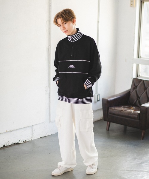 FILA(フィラ)の「【FILA】リブラインハーフ ZIP プルオーバー(スウェット・メンズ・ブラック/ブルー/カーキ・M/L/LL)」の4枚目の写真