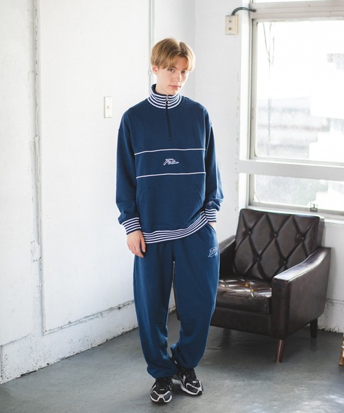 FILA(フィラ)の「【FILA】リブラインハーフ ZIP プルオーバー(スウェット・メンズ・ブラック/ブルー/カーキ・M/L/LL)」の6枚目の写真
