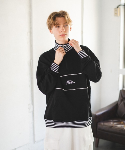 FILA(フィラ)の「【FILA】リブラインハーフ ZIP プルオーバー(スウェット・メンズ・ブラック/ブルー/カーキ・M/L/LL)」の9枚目の写真