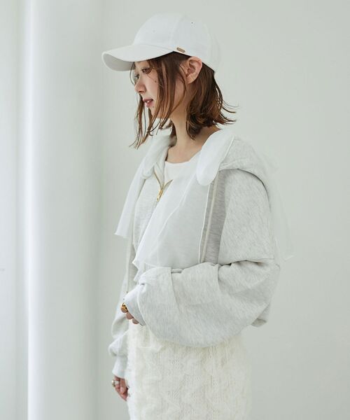 MAJESTIC LEGON（マジェスティックレゴン）の「ショートジップアップパーカー（パーカー・レディース・ライトグレー/アイボリー/ピンクベージュ・MEDIUM）」の14枚目の写真