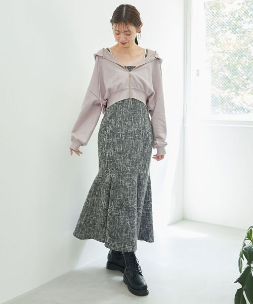 MAJESTIC LEGON（マジェスティックレゴン）の「ショートジップアップパーカー（パーカー・レディース・ライトグレー/アイボリー/ピンクベージュ・MEDIUM）」の18枚目の写真