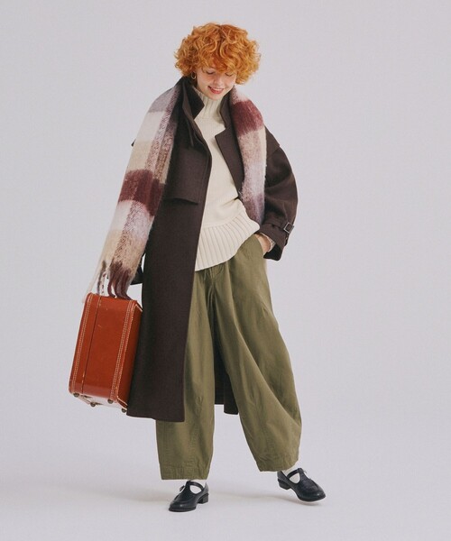 FREAK'S STORE（フリークスストア）の「ボリューム チェック フリンジ マフラー（マフラー・レディース・ピンク/オレンジ/イエロー/ブラウン・ONE SIZE）」の7枚目の写真