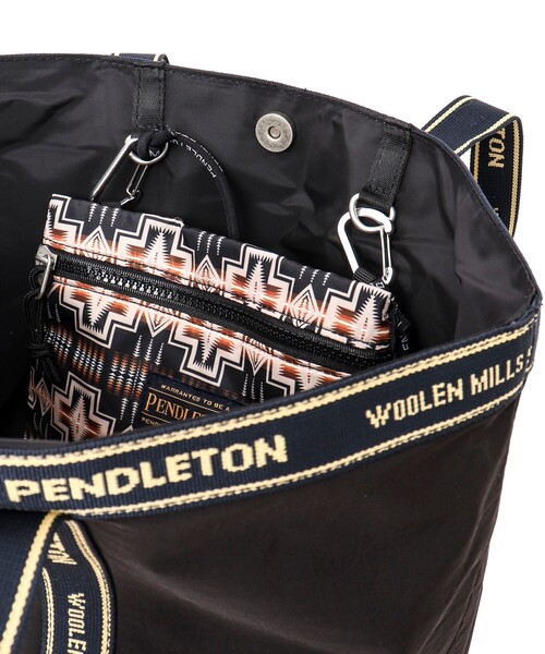 PENDLETON（ペンドルトン）の「【PENDLETON/ ペンドルトン】LOGOTAPE TOTE 233030（トートバッグ・メンズ・ブラック/ベージュ・FREE）」の22枚目の写真