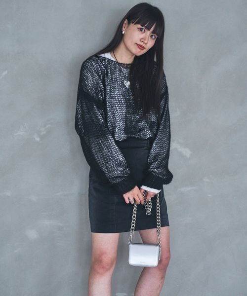 JEANASIS（ジーナシス）の「【完全受注生産】ローゲージスカシアミルーズニット【AKANE企画】/989254（ニット/セーター・レディース・ブラック/ピンク/グレー・FREE）」の20枚目の写真