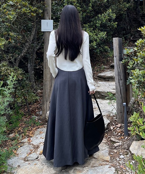SETUP7（セットアップセブン）の「【SETUP7】tuck volume long skirt -belt set- /　ベルト付きタックスカート（スカート・レディース・グレー/ブラック/ベージュ・M/L）」の9枚目の写真