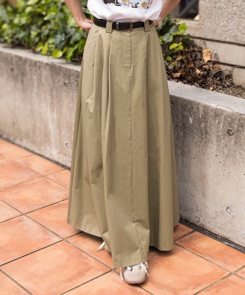 SETUP7（セットアップセブン）の「【SETUP7】tuck volume long skirt -belt set- /　ベルト付きタックスカート（スカート・レディース・グレー/ブラック/ベージュ・M/L）」の10枚目の写真