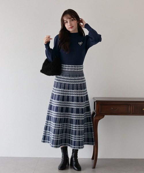セール】チェックジャガードニットワンピース（ワンピース）｜BLUEEAST